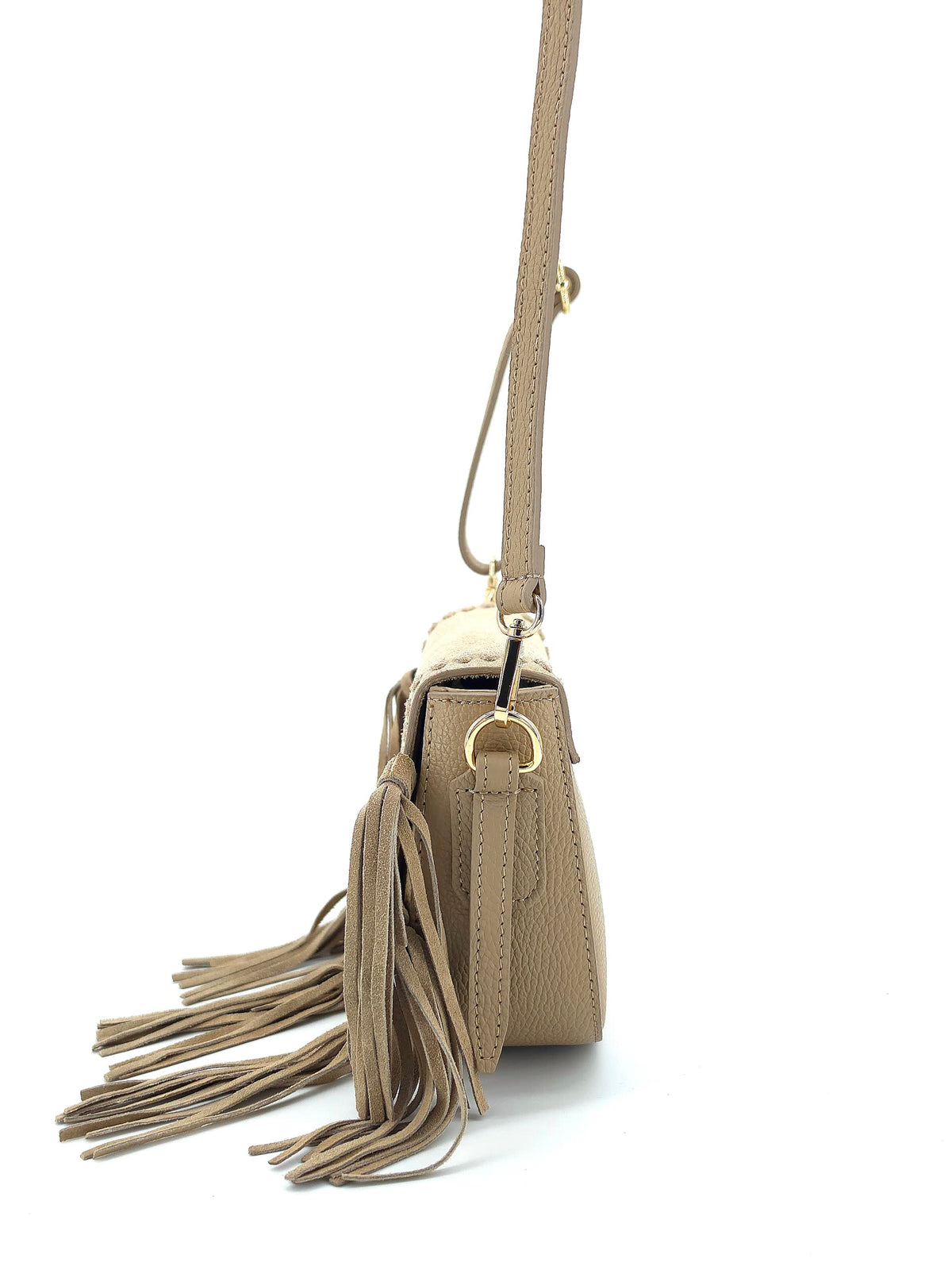 Boho Crossbody Bag - Real Leather Taupe
