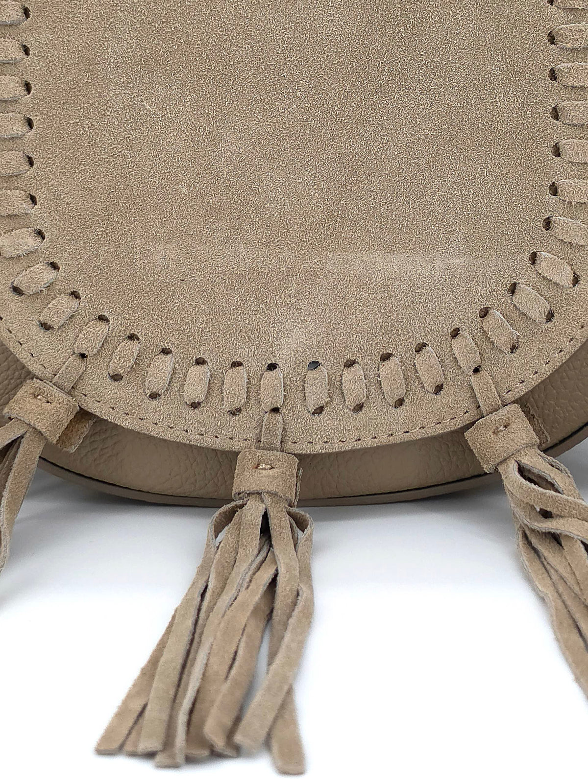 Boho Crossbody Bag - Real Leather Taupe