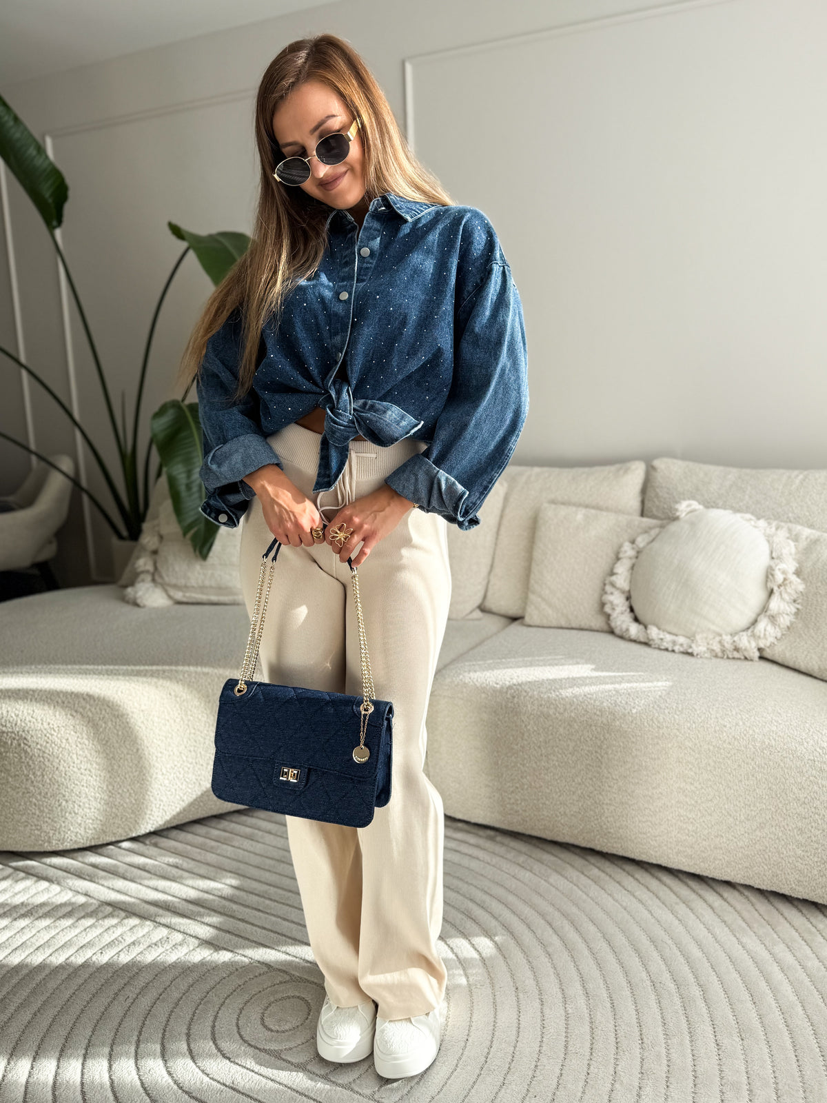 Mia Crystal Denim Shirt