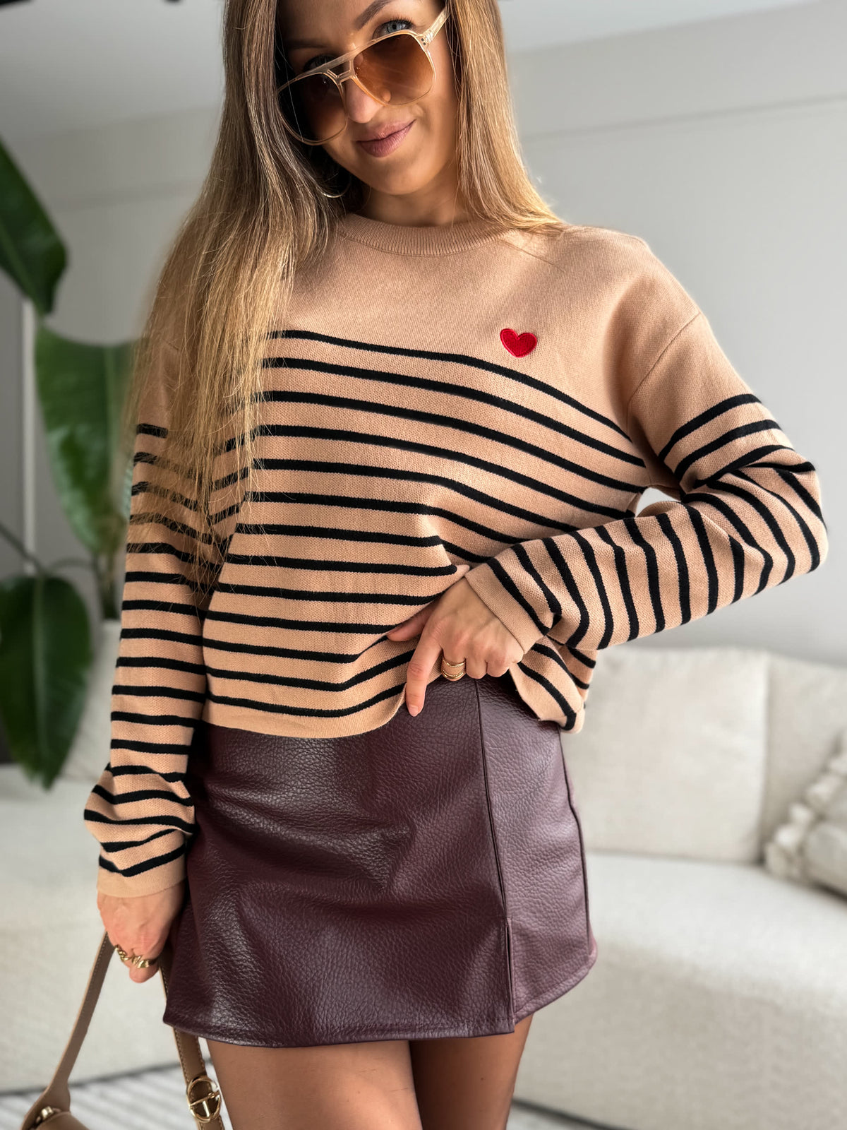 Amelie Heart Sweater Carmel