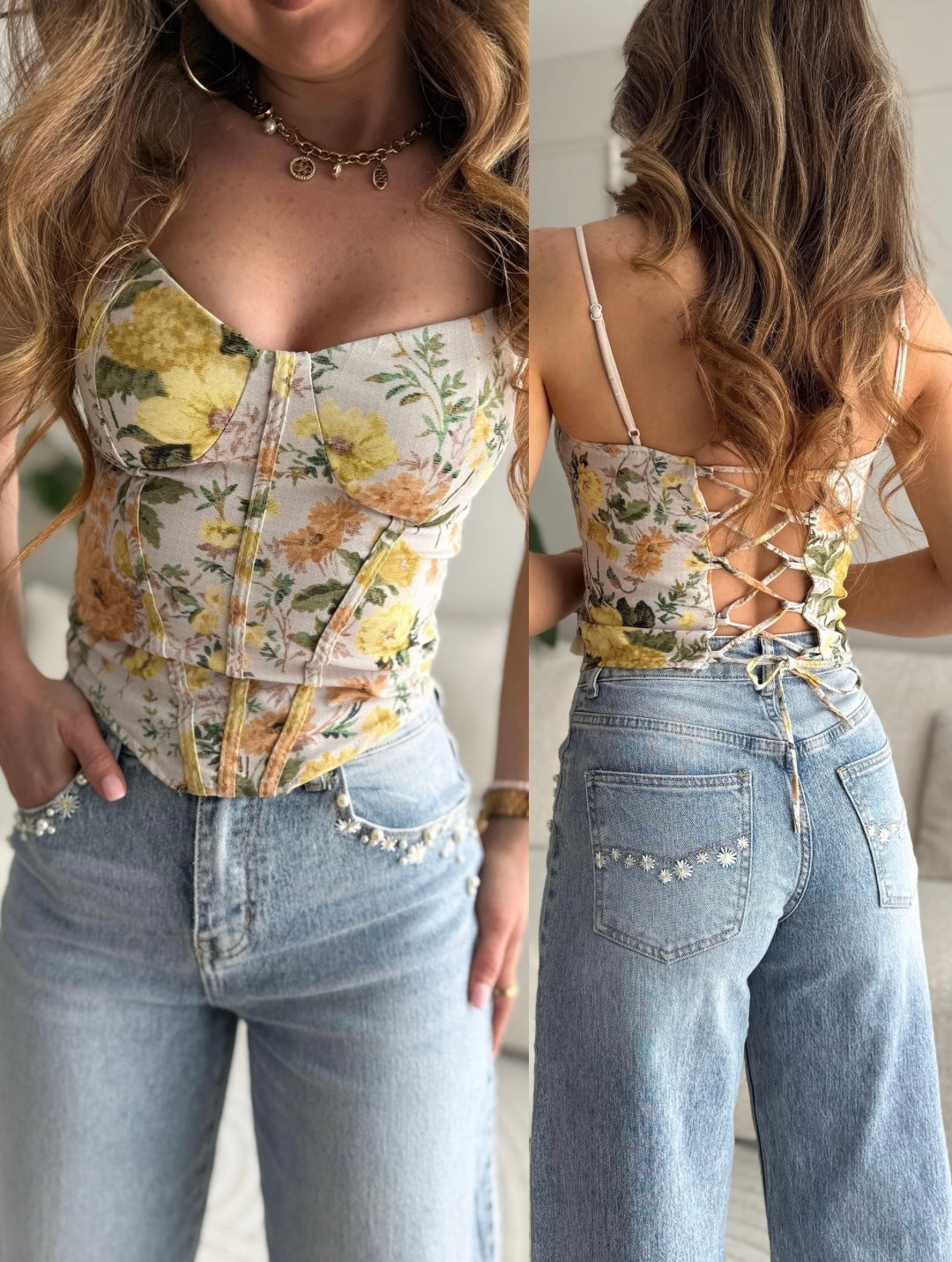 Nina Top Flowers yellow