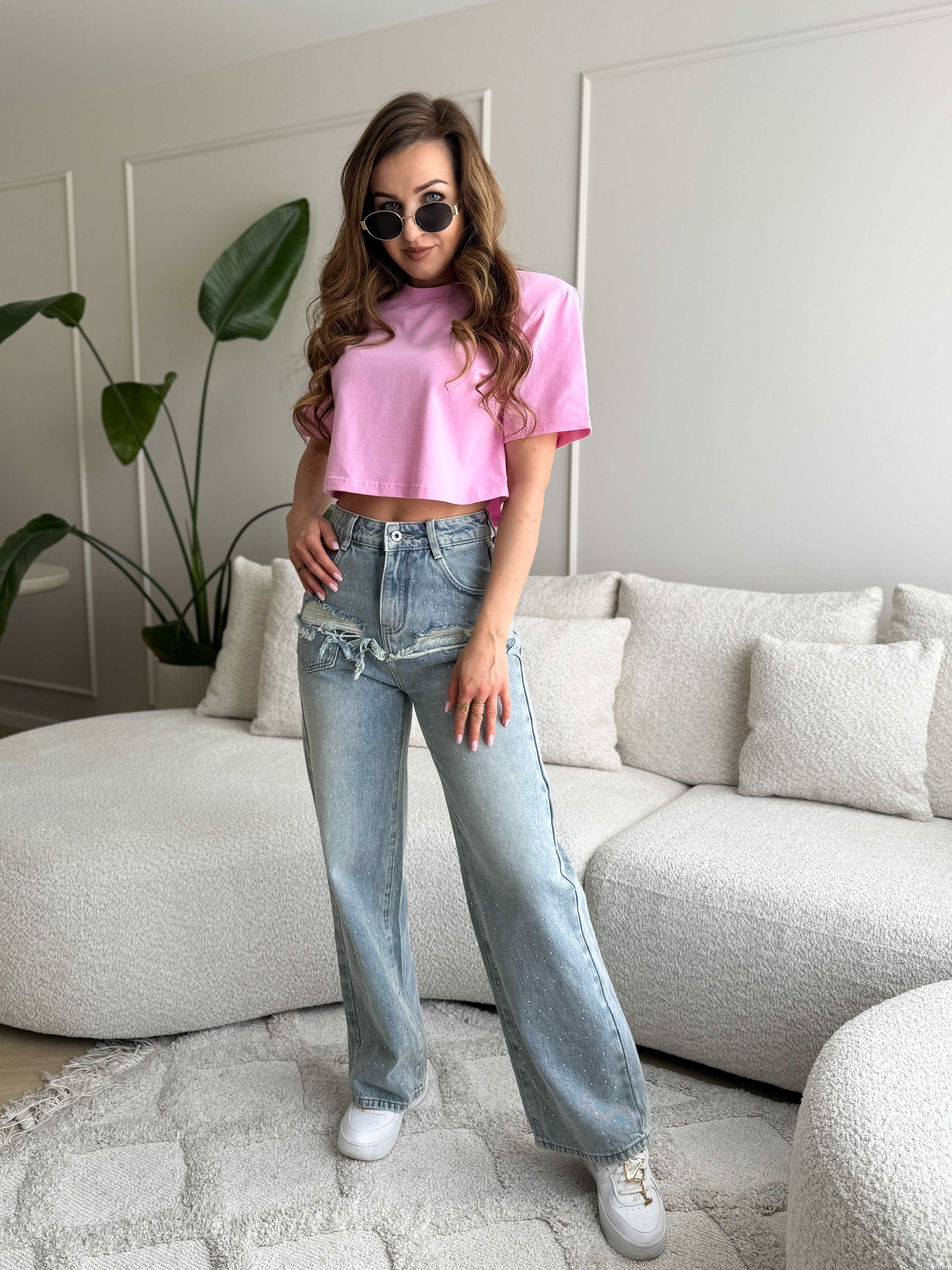 Wide Leg Jeans met Glitters