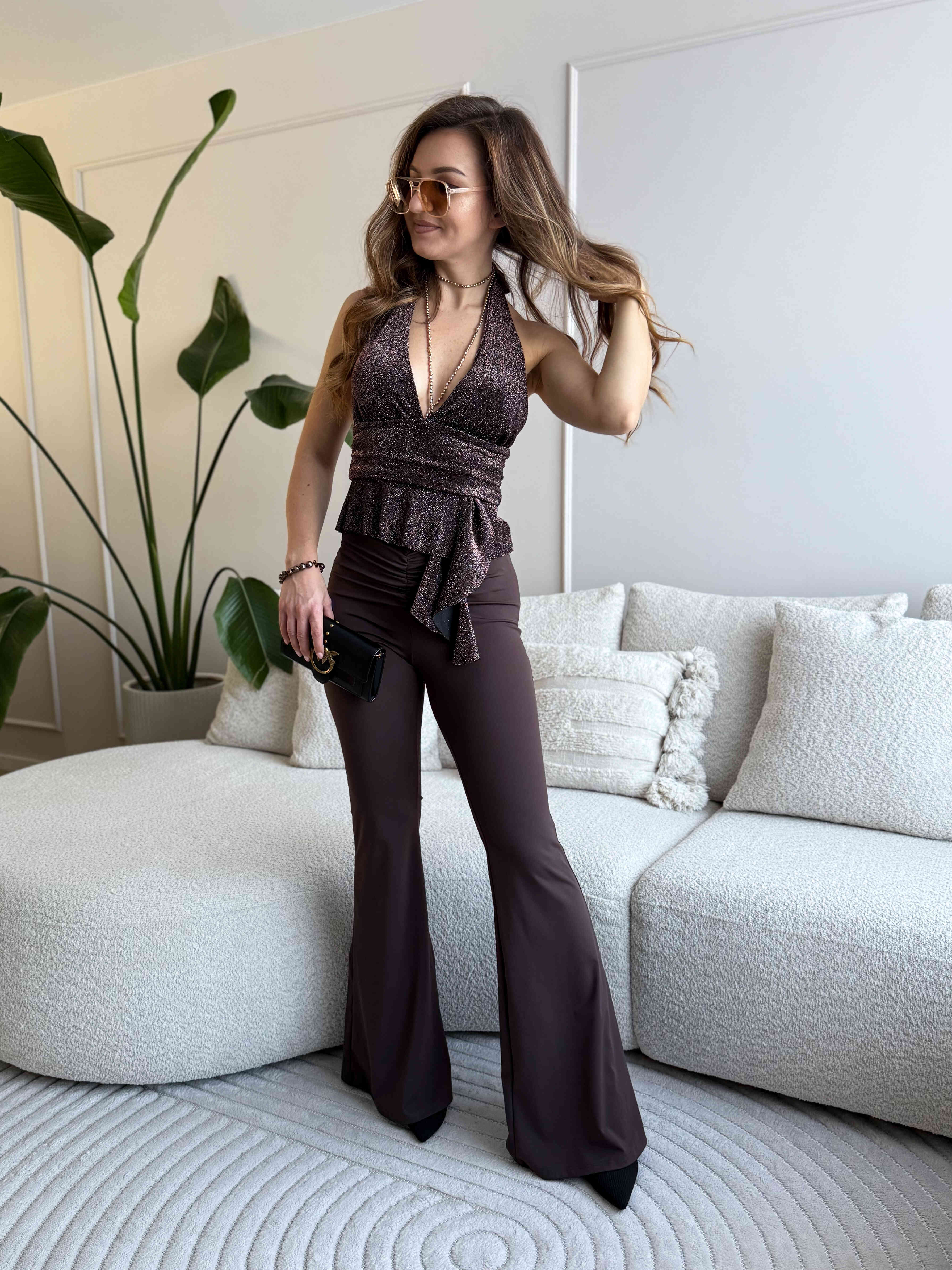 Glitter Top Push-up Brown