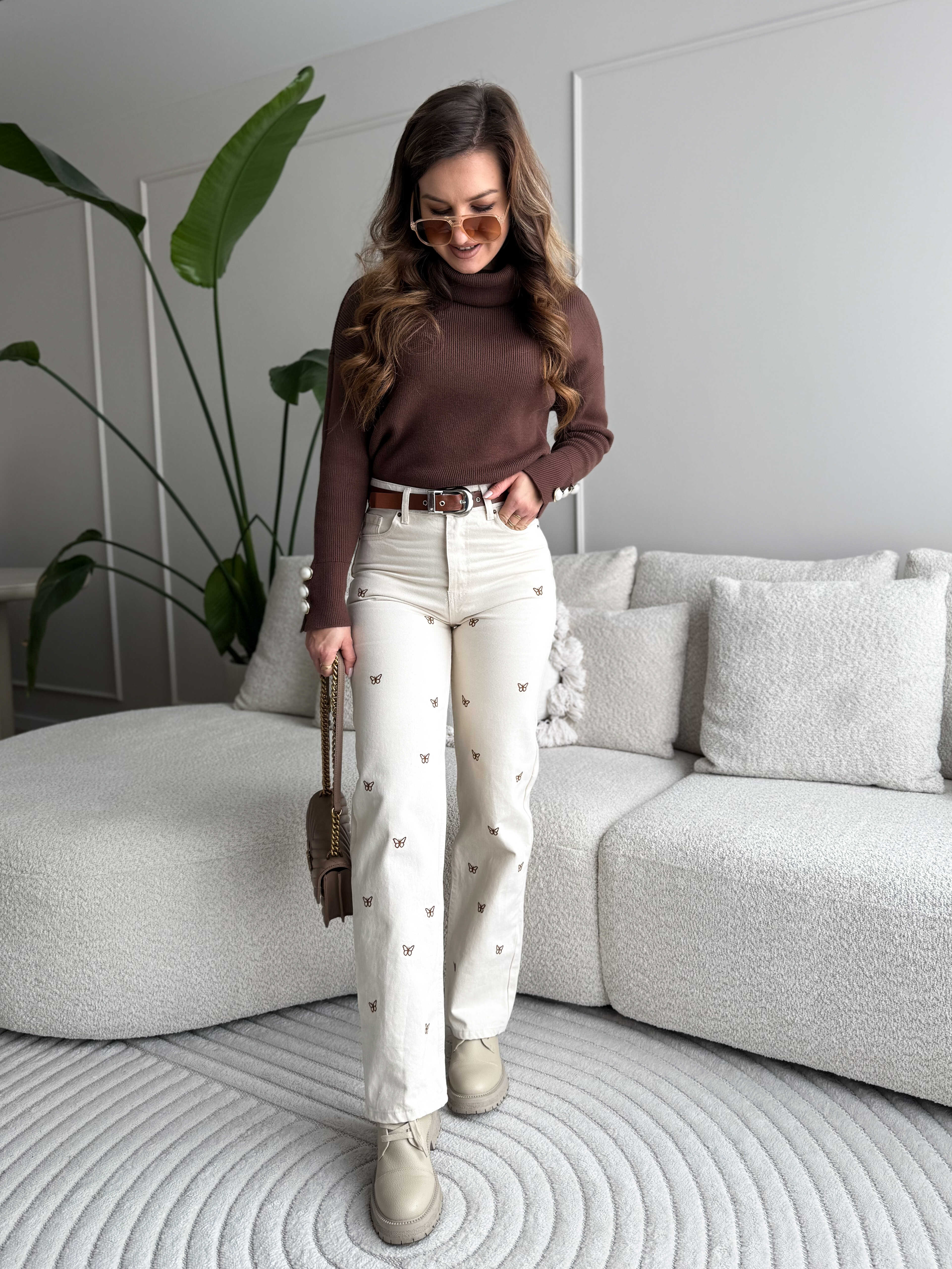 Emmy Wide Leg Jeans Ecru