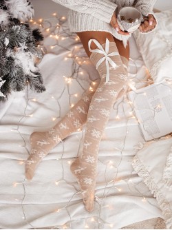 Overknee kousen XMAS Beige
