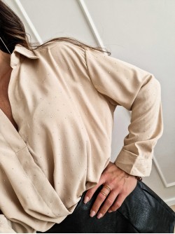 Blouse met glitters - Beige