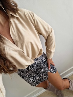 Blouse met glitters - Beige