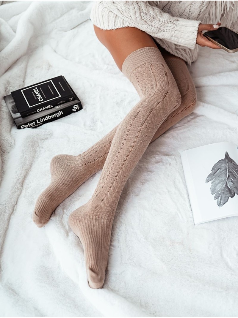 Overknee Socks Beige
