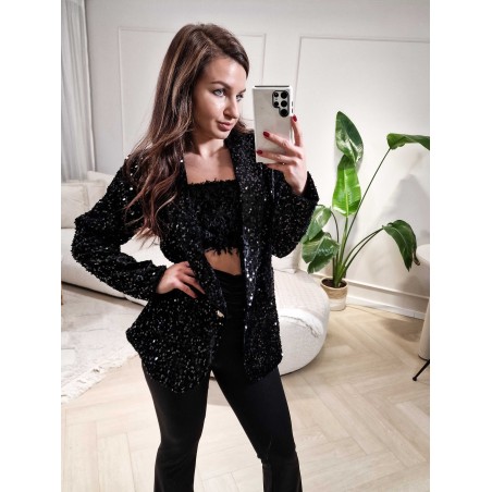 Glitter Blazer Black