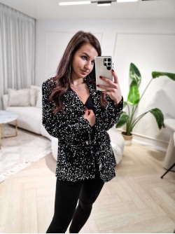 Glitter Blazer Black & Silver