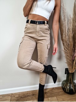 Jane Highwaist Cargo Pants - Beige