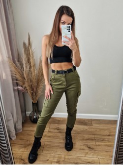 Jane Highweist Cargo Pants - Khaki