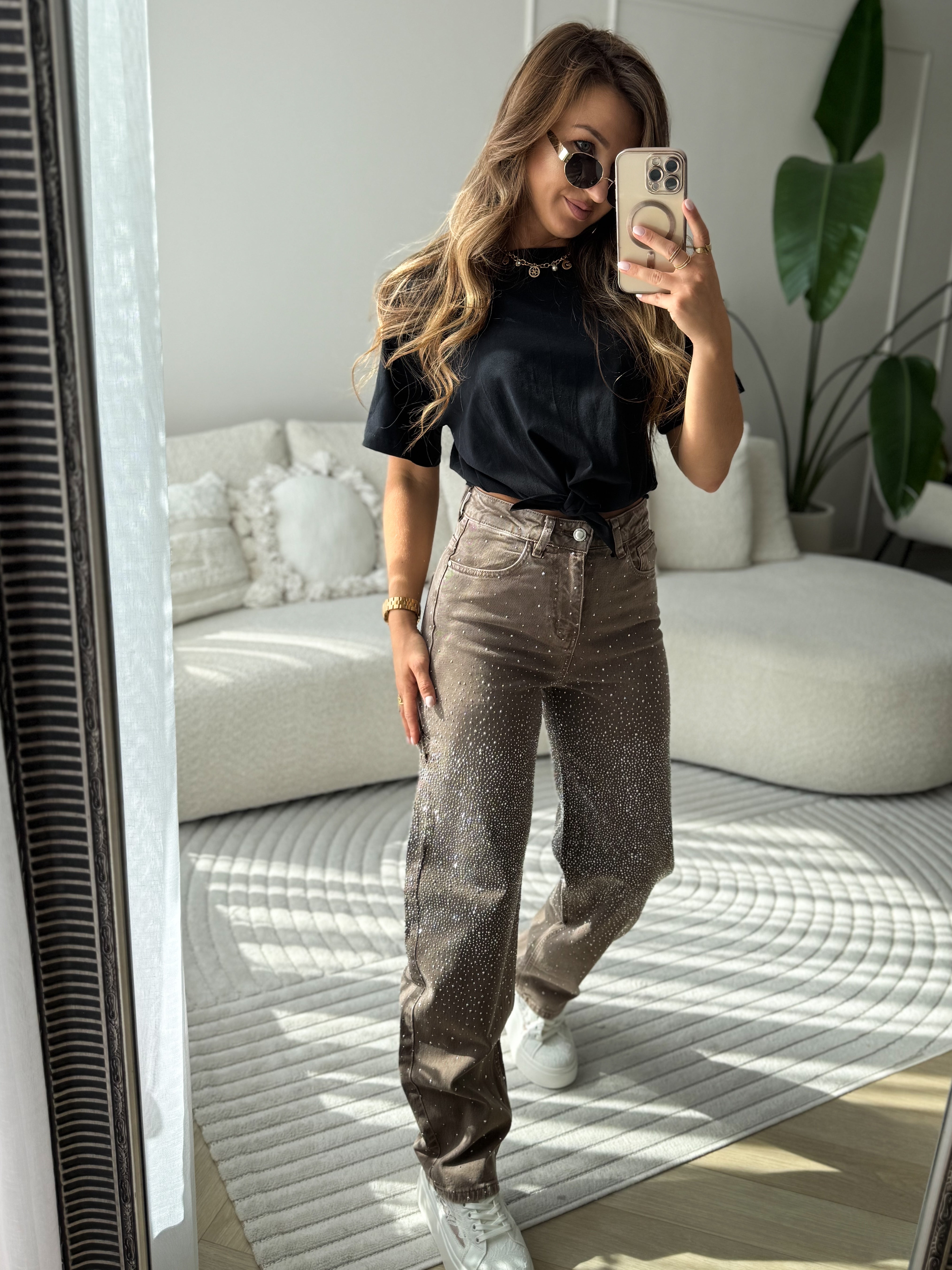 Grace Crystal Jeans Brown Barrel