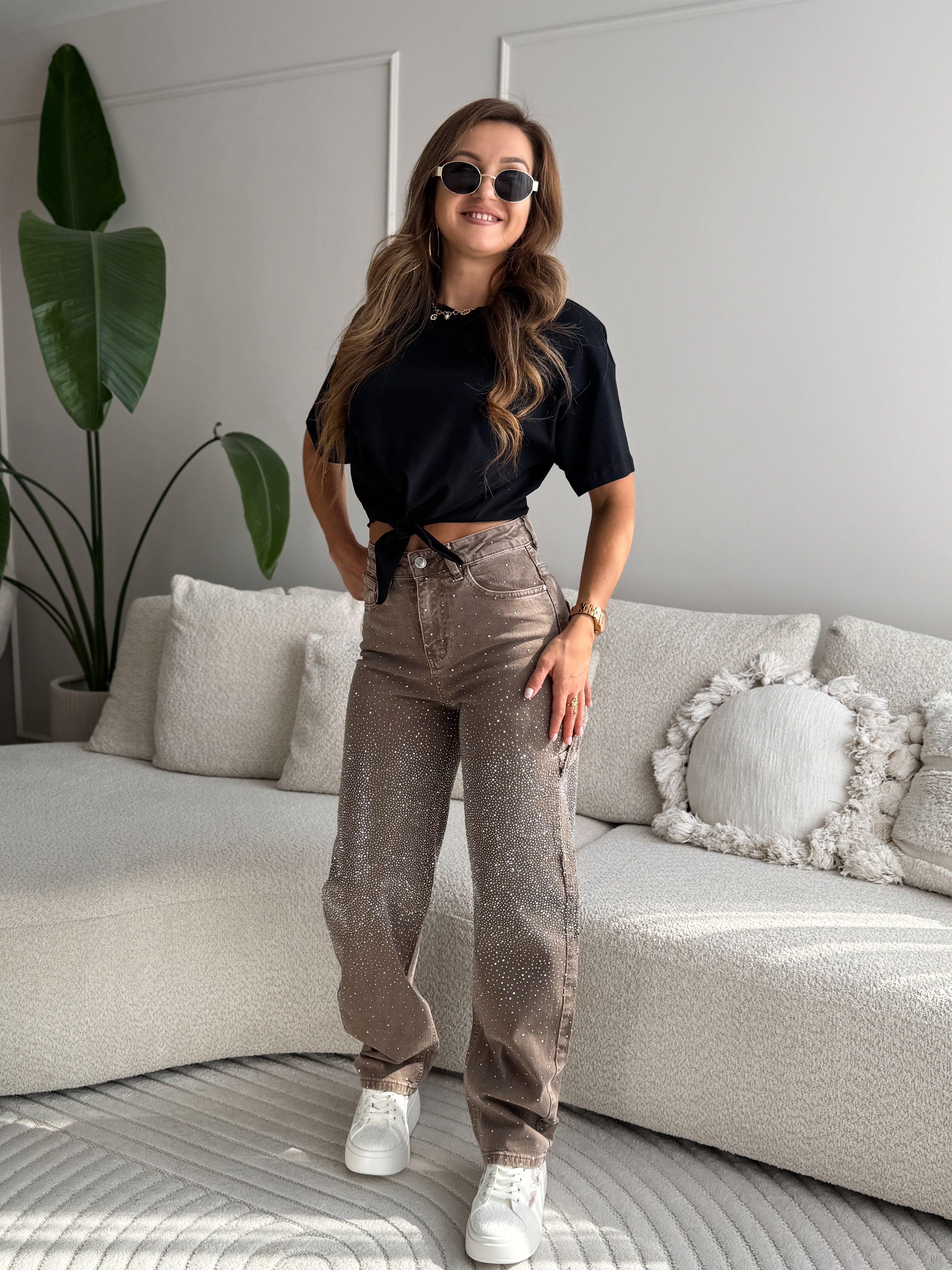 Grace Crystal Jeans Brown Barrel