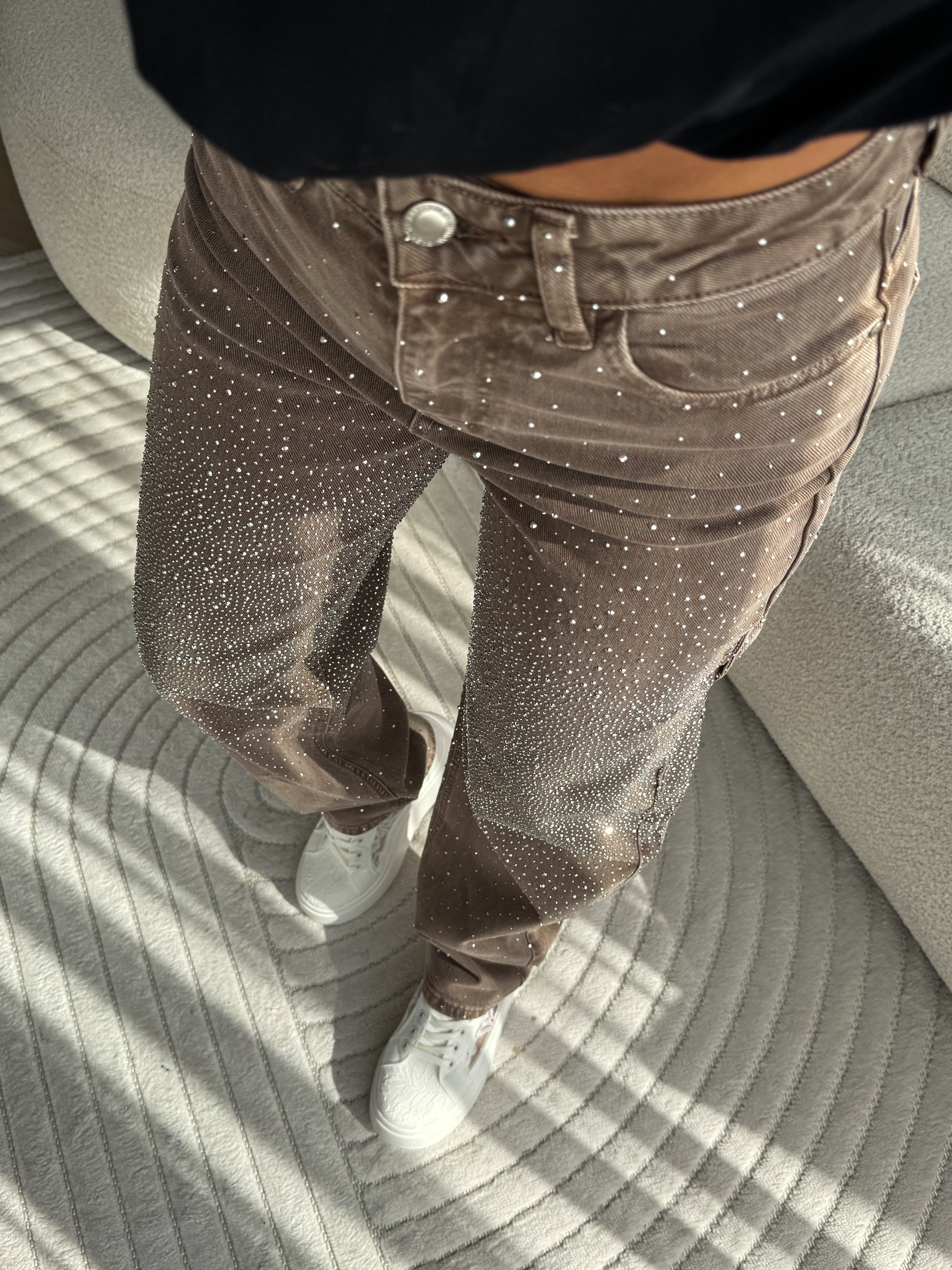 Grace Crystal Jeans Brown Barrel