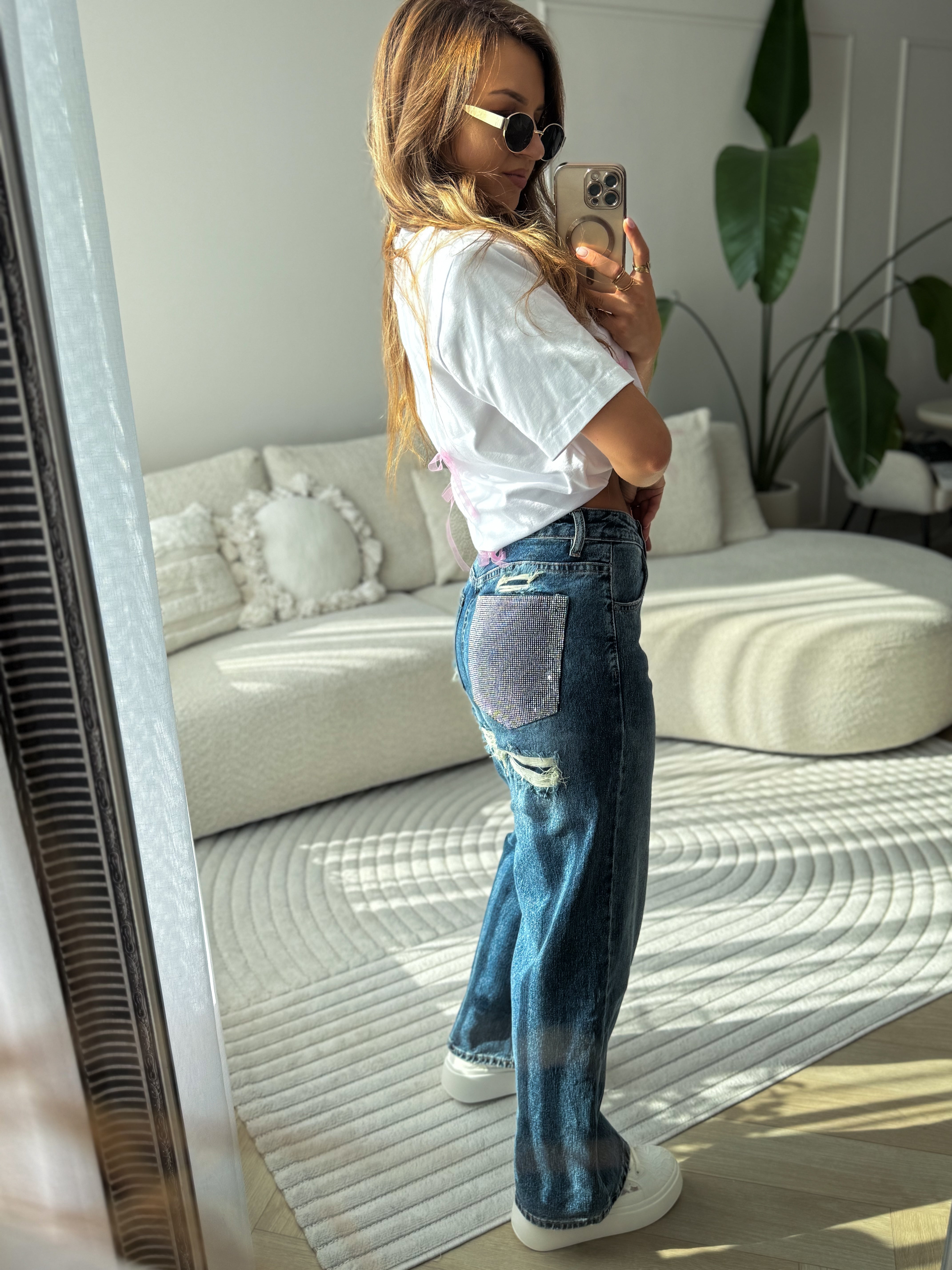 Corso Crystal Pocket Jeans Wide Leg