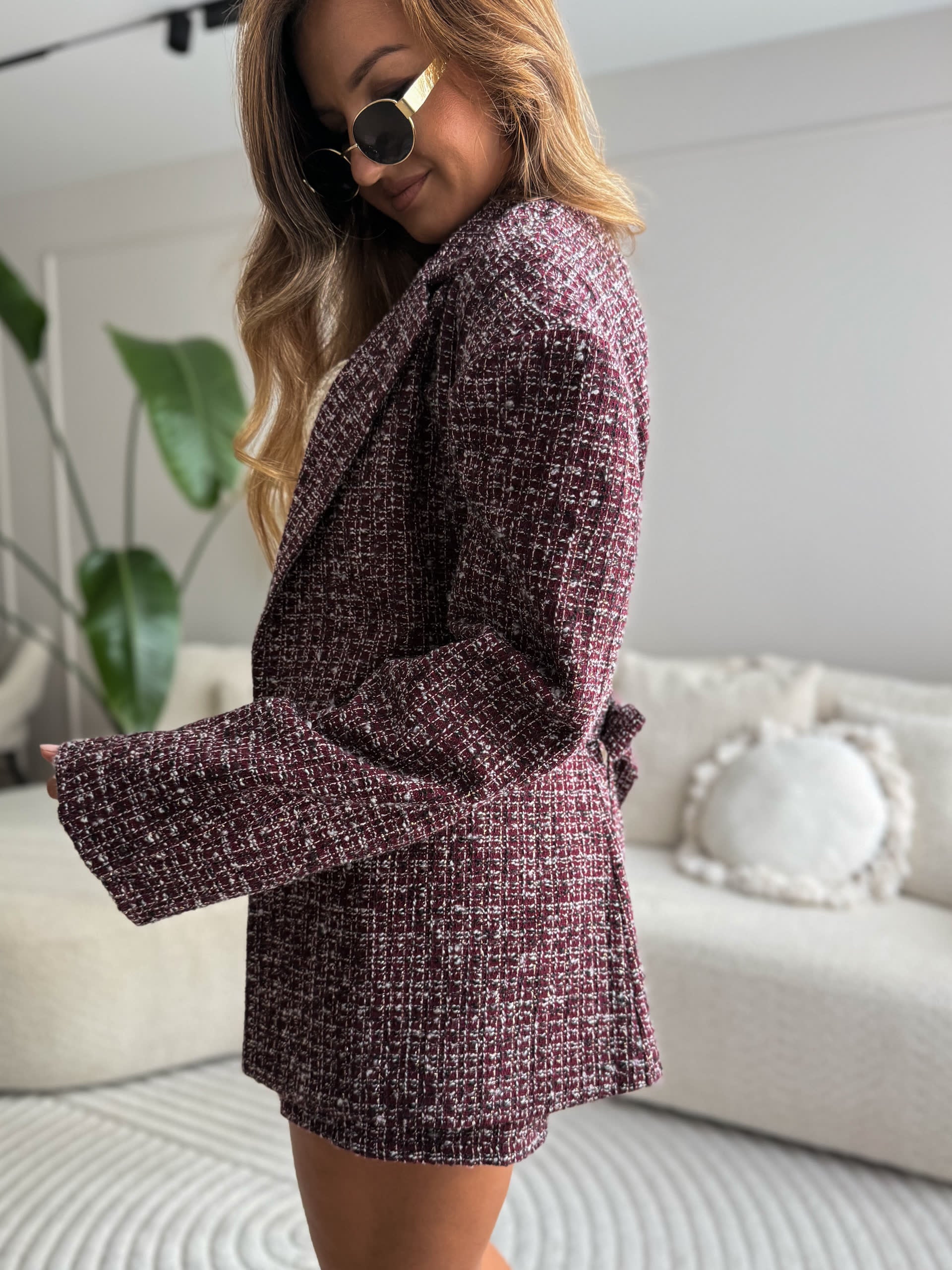 Olia Classy Set Blazer + Skort Burgundy