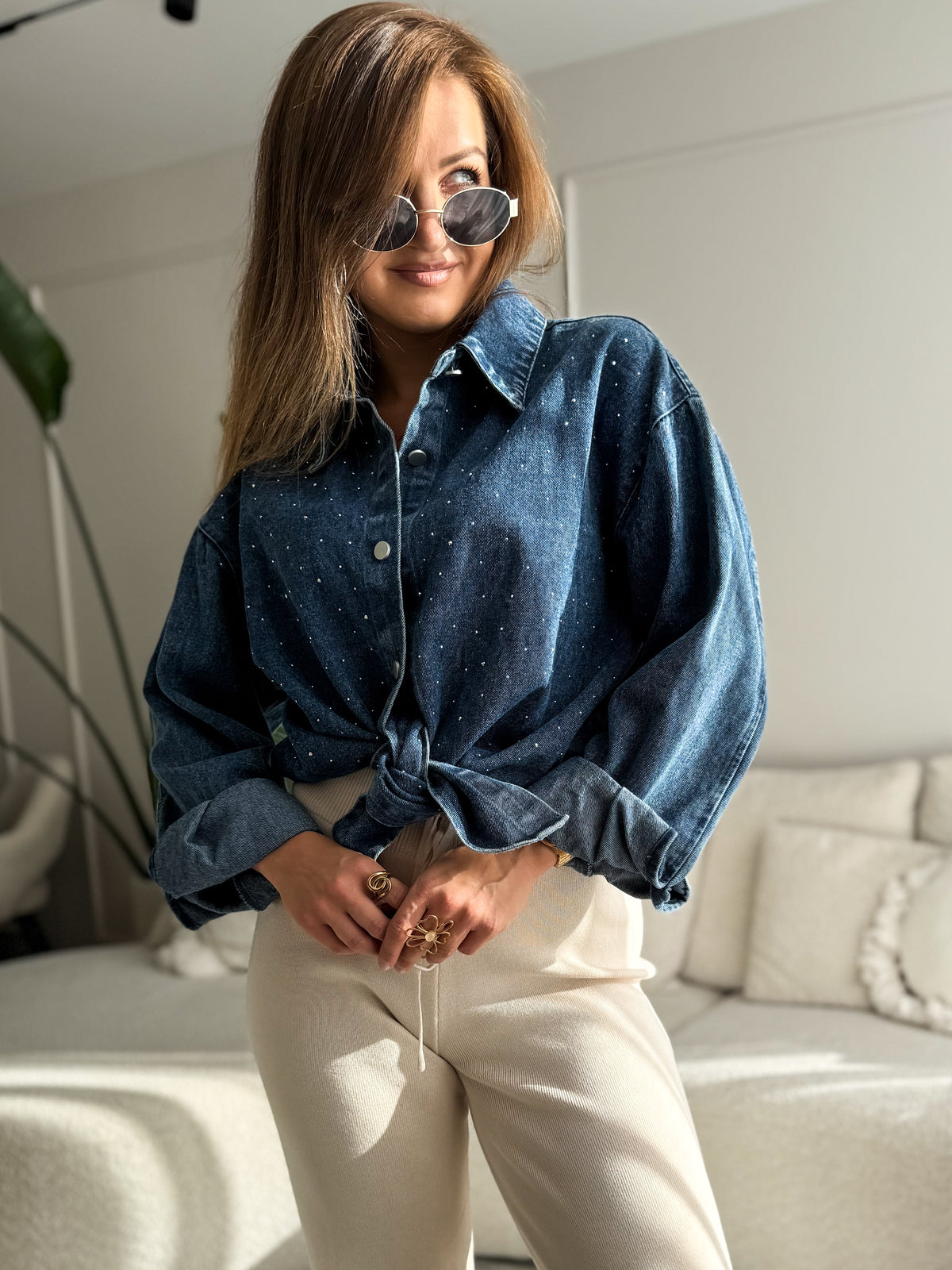 Mia Crystal Denim Shirt