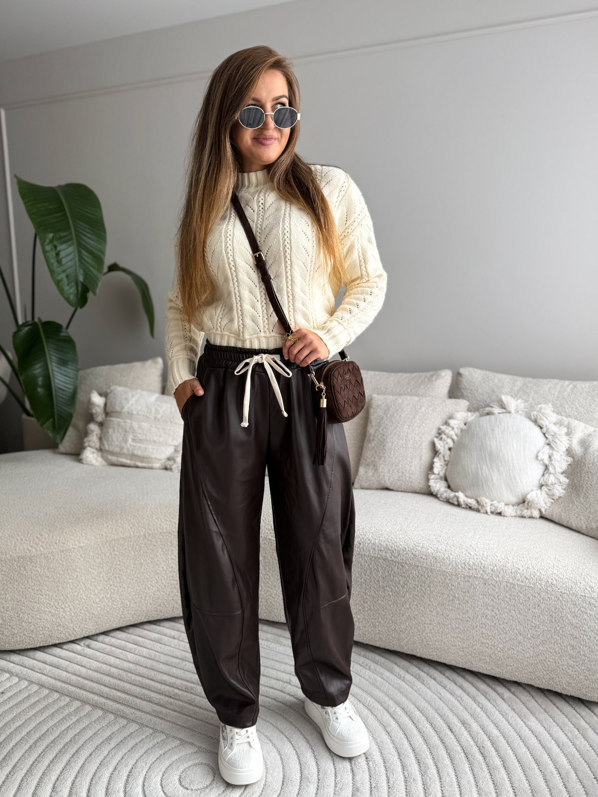 Luna Balloon Leather Look Pants