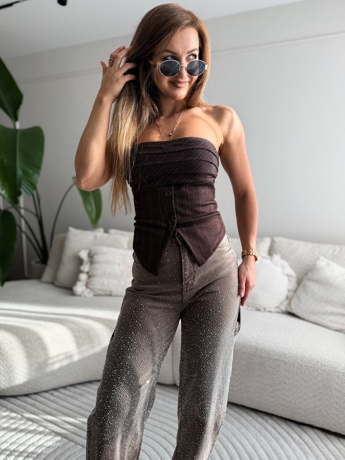 Gelie Top Brown