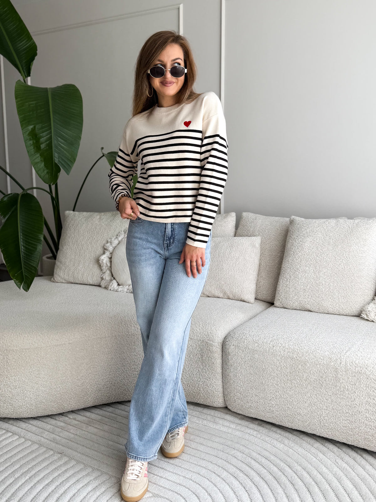 Amelie Heart Sweater Beige