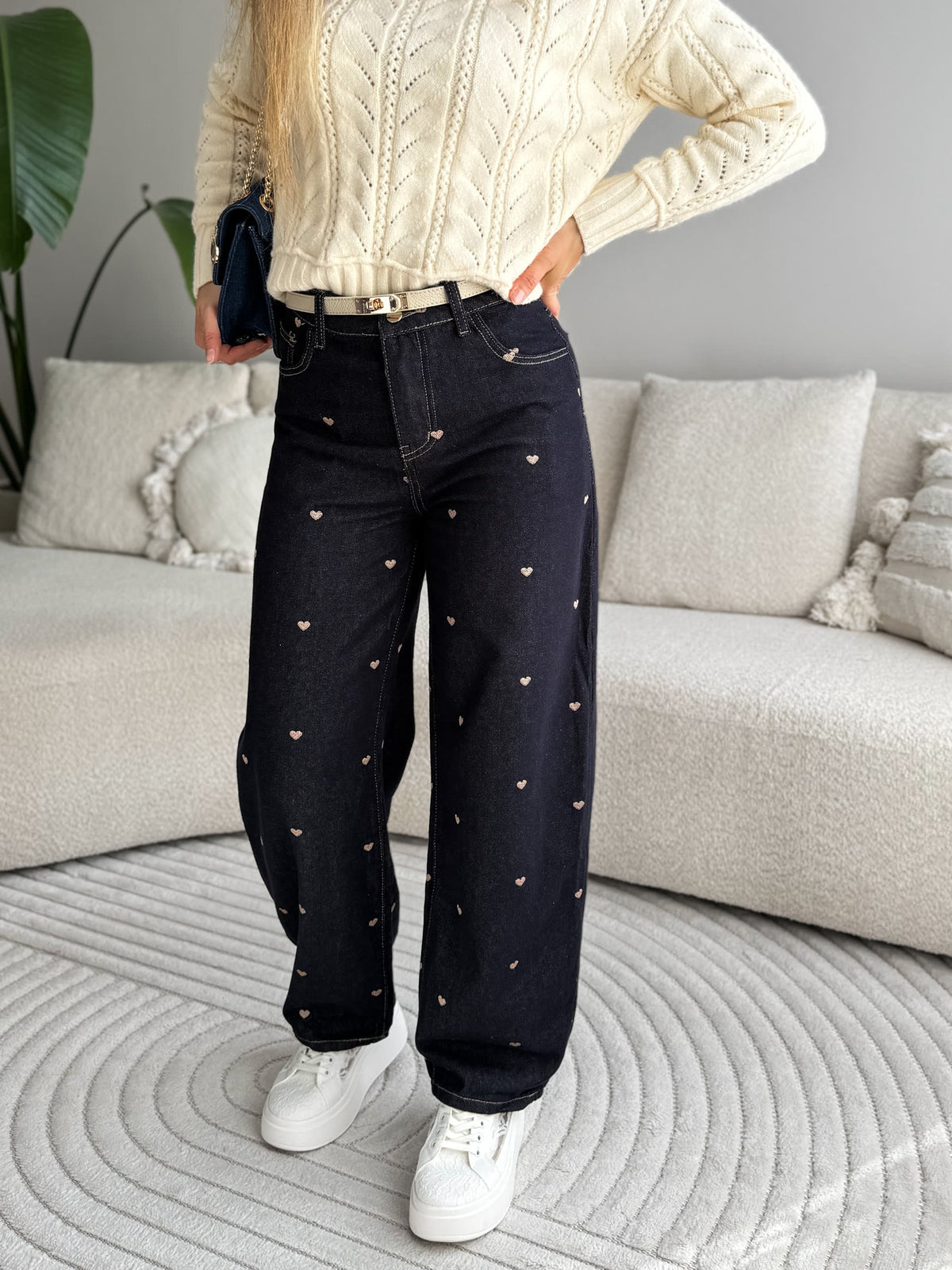 Amiro Heart Jeans Dark Blue