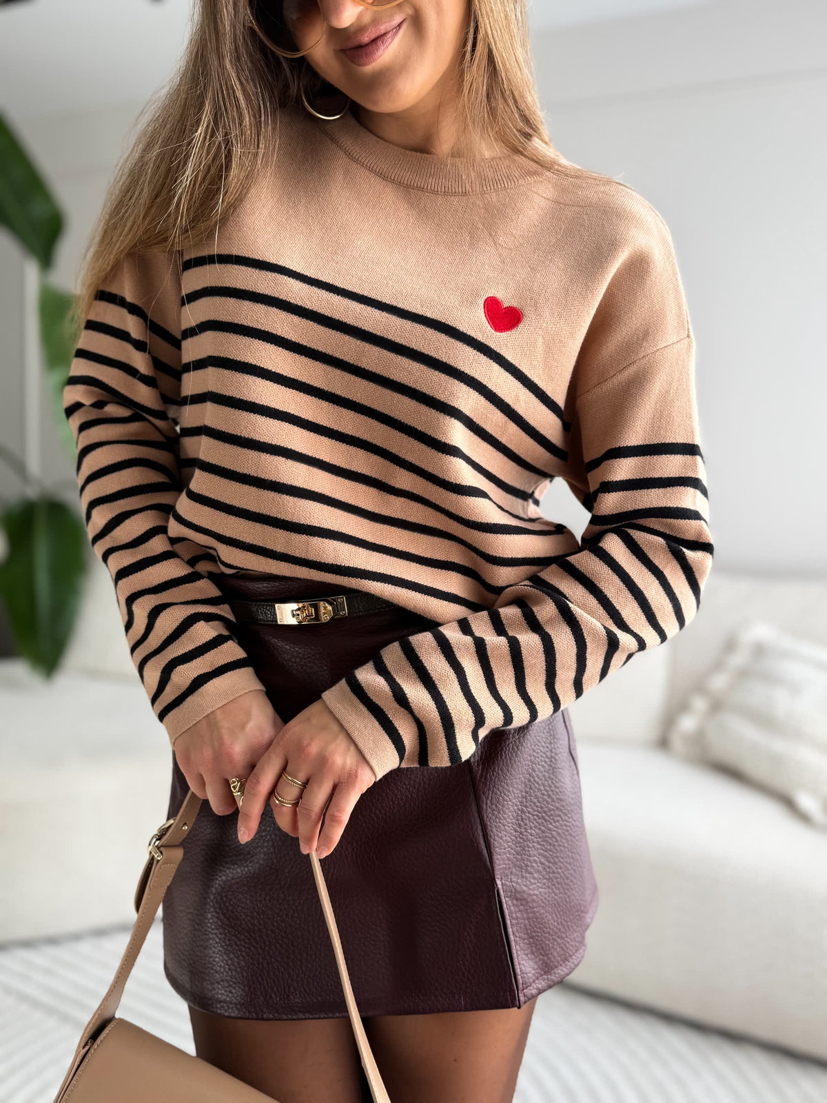 Amelie Heart Sweater Carmel