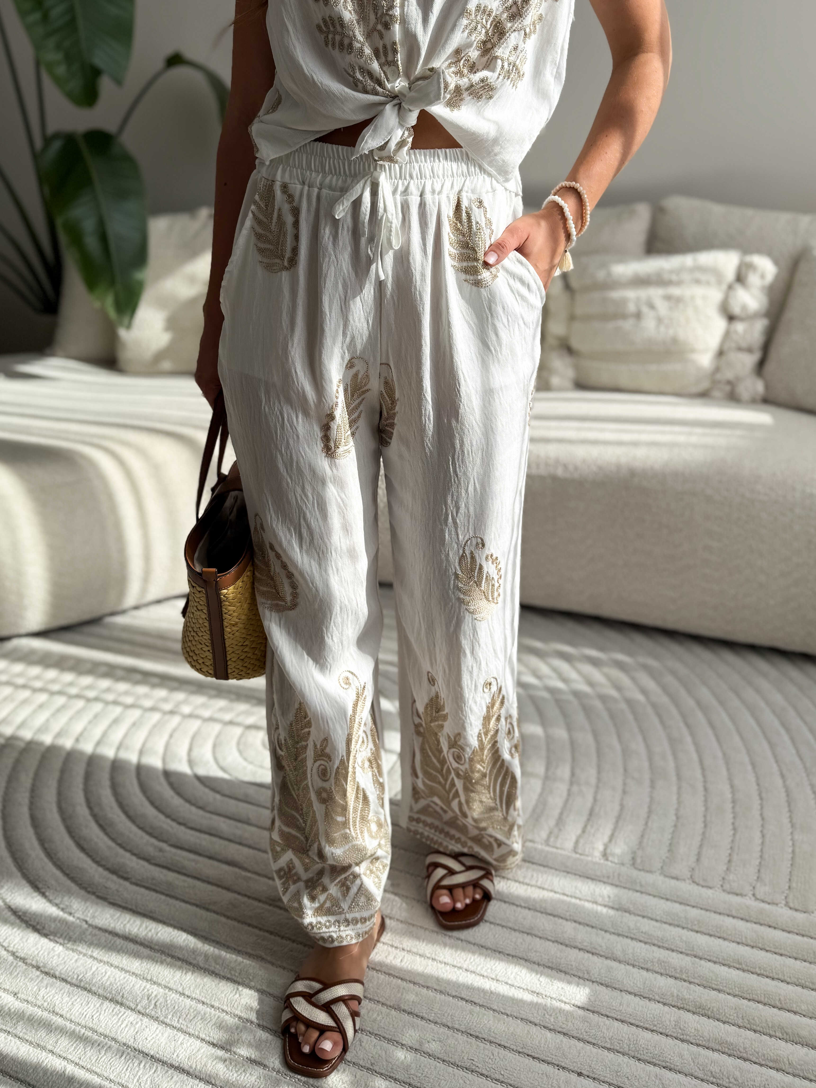 Welly Pants White / gold