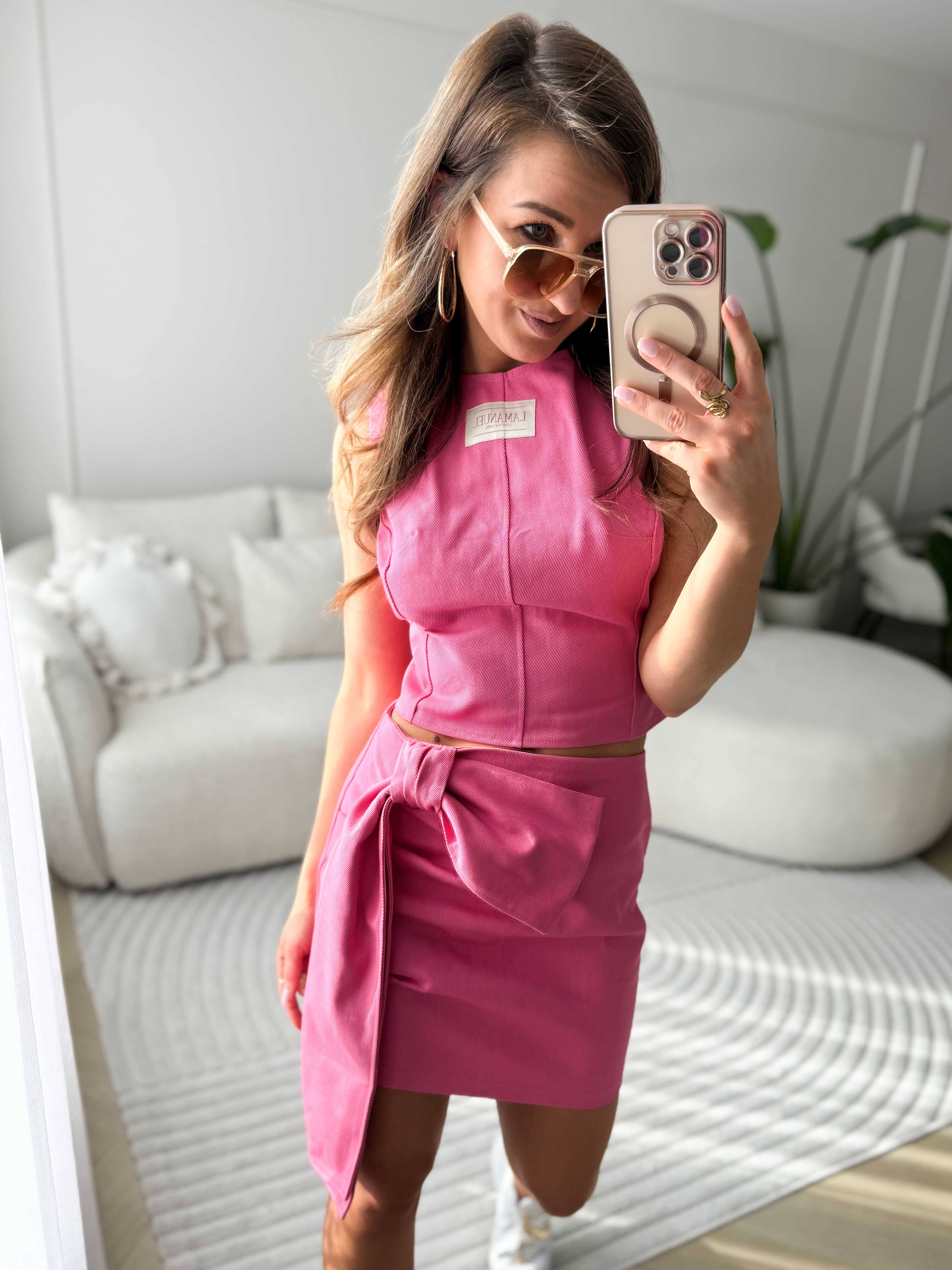 Victoria Denim Top Pink