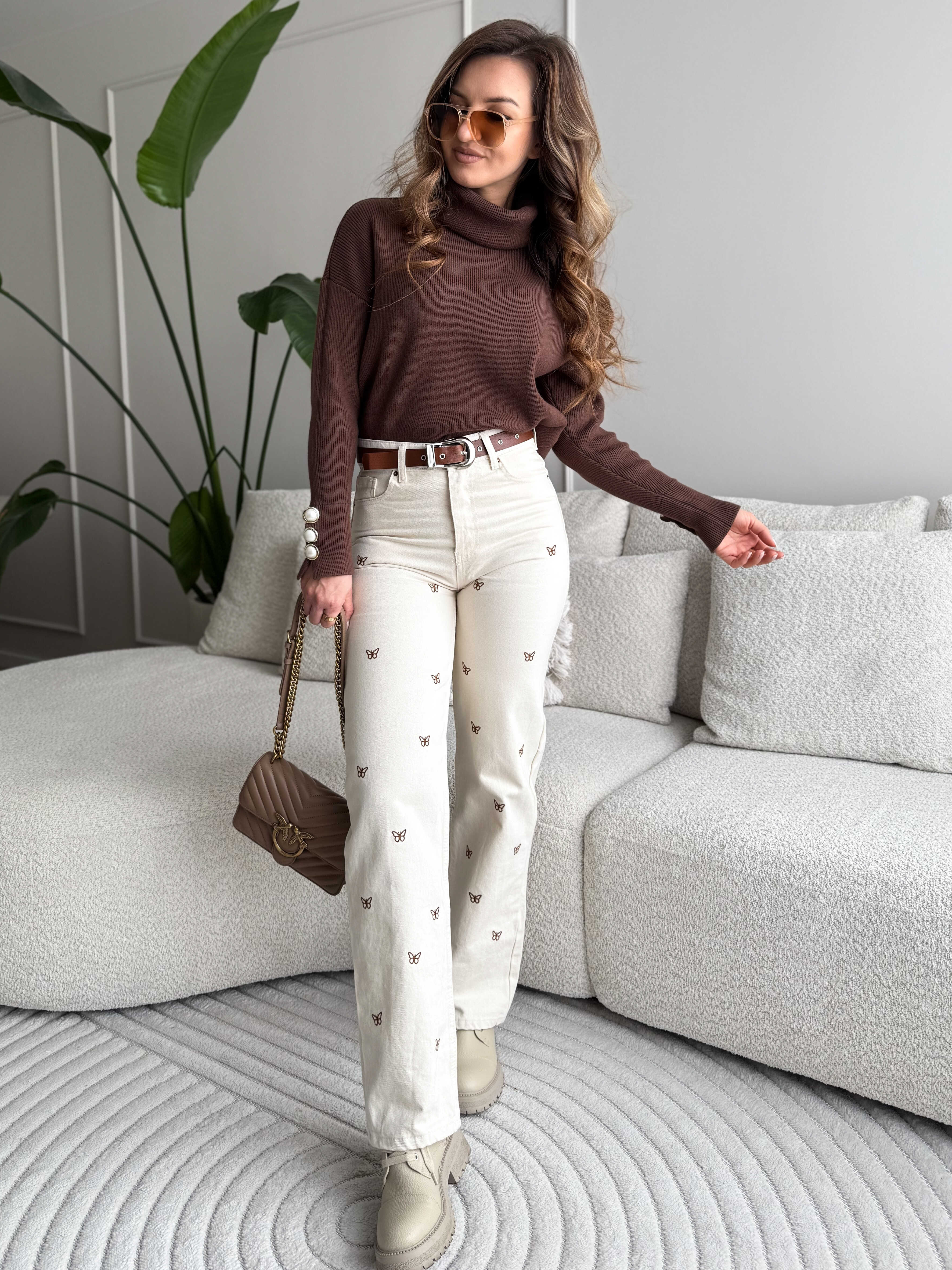 Emmy Wide Leg Jeans Ecru
