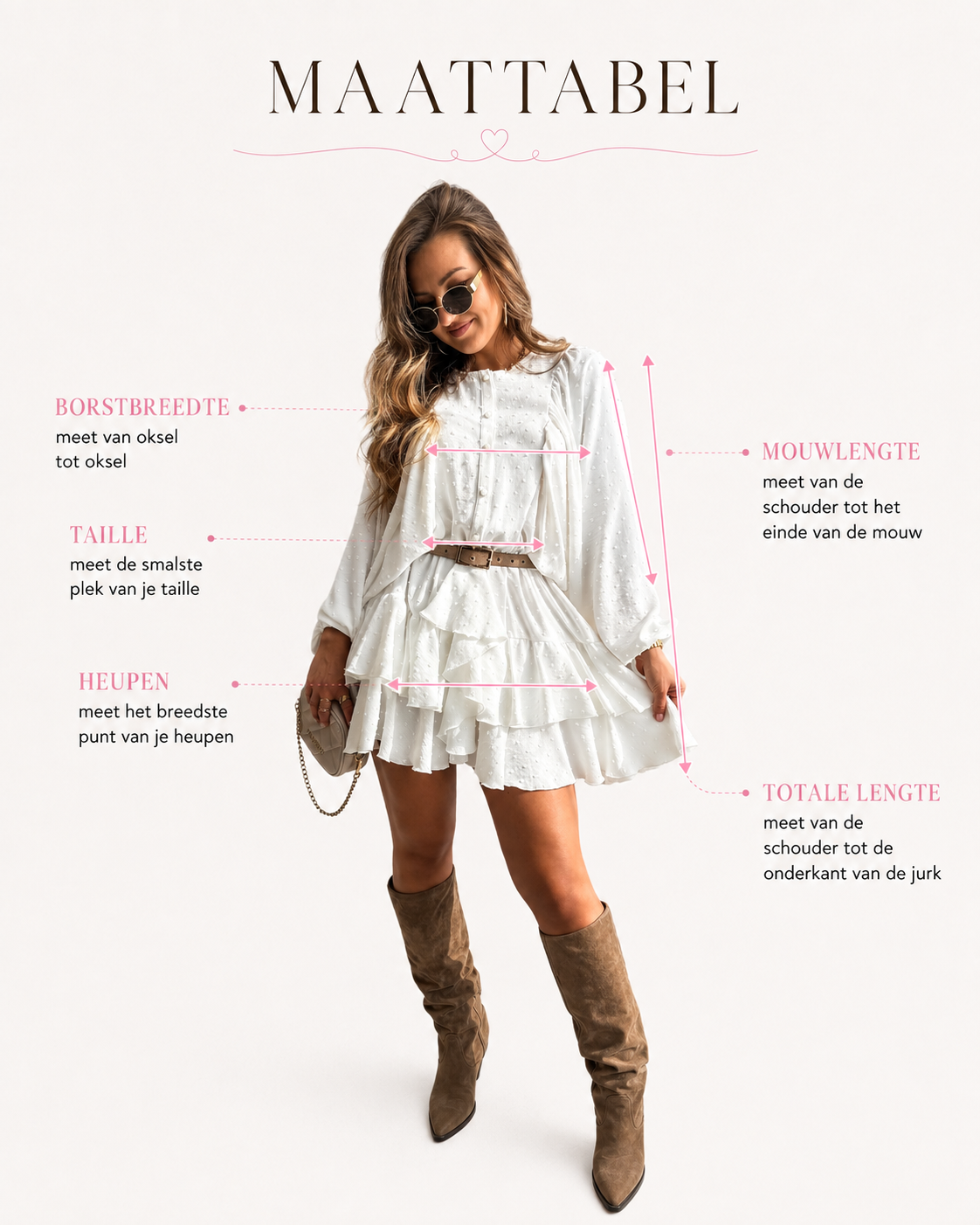 Meetschema voor Lucia Dress Taupe